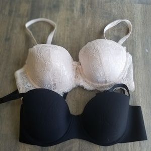 Set of 2 Strapless Push Up Bras - 36B
